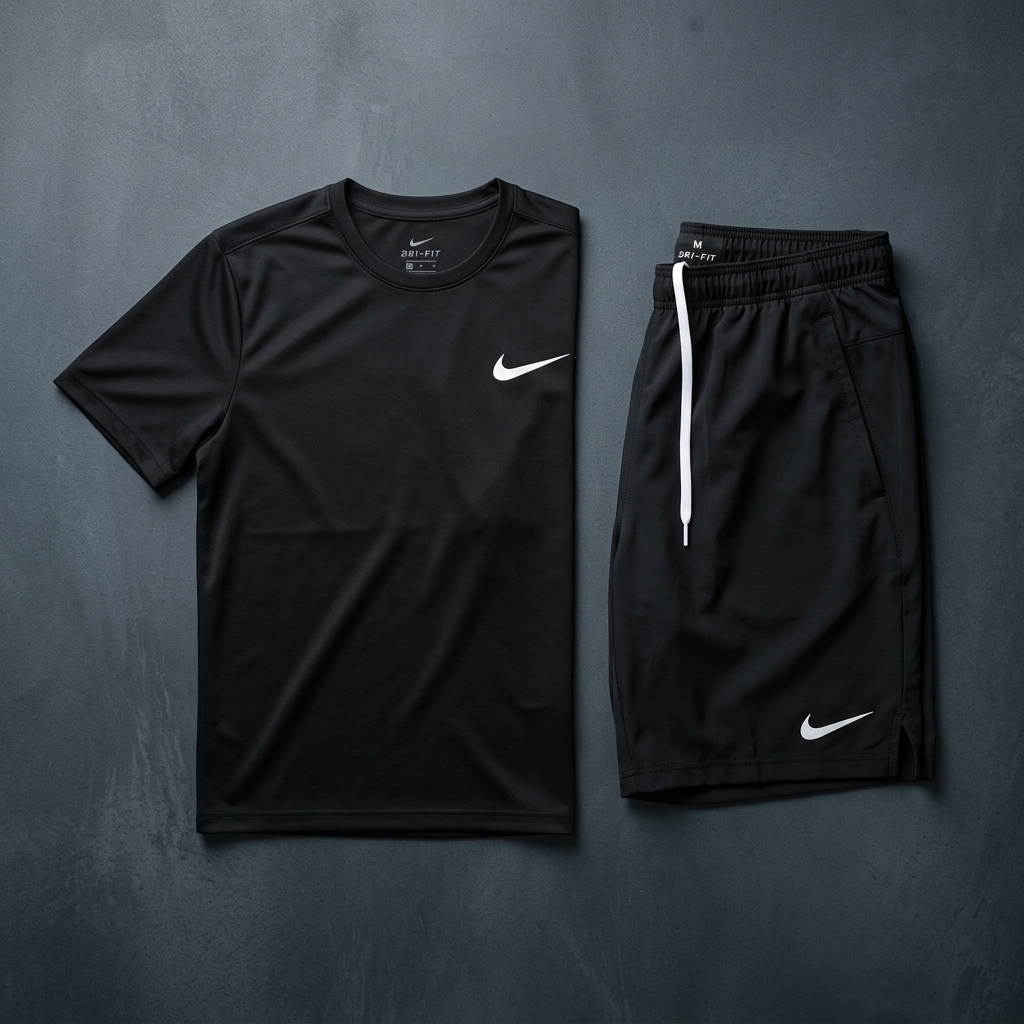 Conjunto Nike Remera Dry-Fit + Short Negro